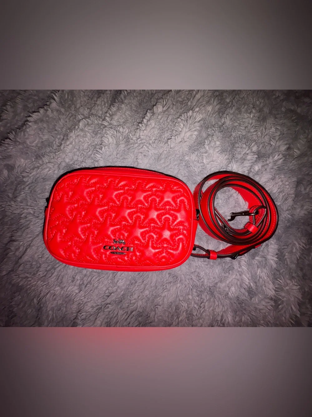 Coach Star-Quilted Red Leather Crossbody